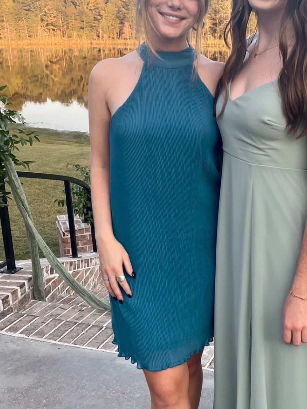 Teal Halter Mini Dress - Women